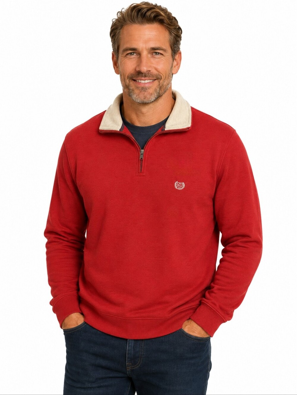 CHAPS Men's Red Quarter-Zip Pullover Sweater XXL NWT